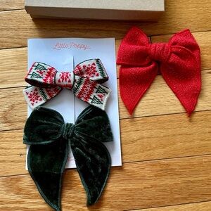 Christmas Hair Bow clips NEW IN BOX  3